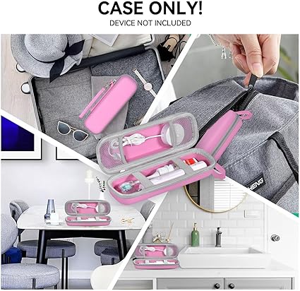 Toothbrush Travel Case for Oral B/Oral-B Pro 1000 1500 5000 7000 7500 6000 9600/ Phlips Sonicare 4100 5100 1100 6100 5300 Electric Toothbrush, Portable Hard Protective Storage Bag (Pink)