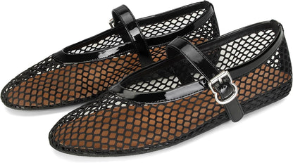 J.Crew Mesh Ballet Flats for Women Buckle Strap Comfy Casual Office Fishnet Ballerina Flat Shoes 3 sustainability features