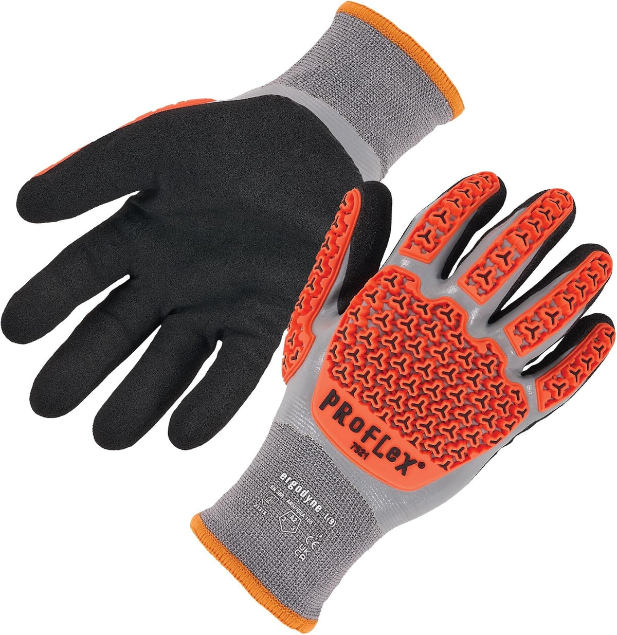 Ergodyne ProFlex 7521 Thermal Impact Resistant Work Gloves, Waterproof, Nitrile Coated Palms, ANSI A2 Cut Resistance, TPR Impact Protection Padding (Large)