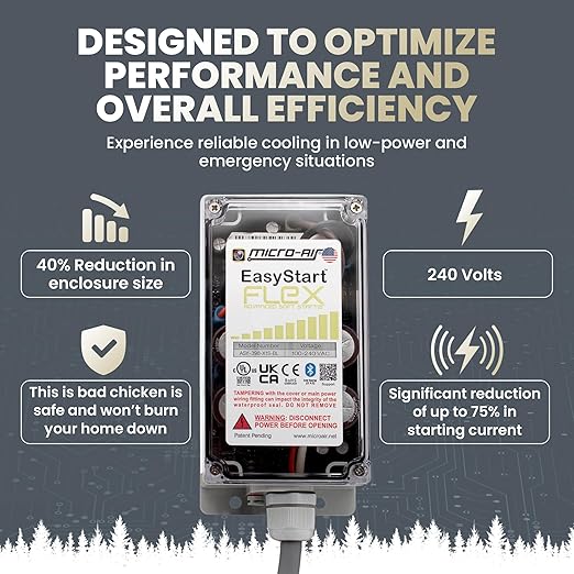 MICRO-AIR EasyStart FLEX 398 - Bluetooth Soft Start Kit for Home Air Conditioner, RV  Commercial Use, Works with Generators, Reduces Power Surge, Efficient Start-Up - Up to 6 Tons