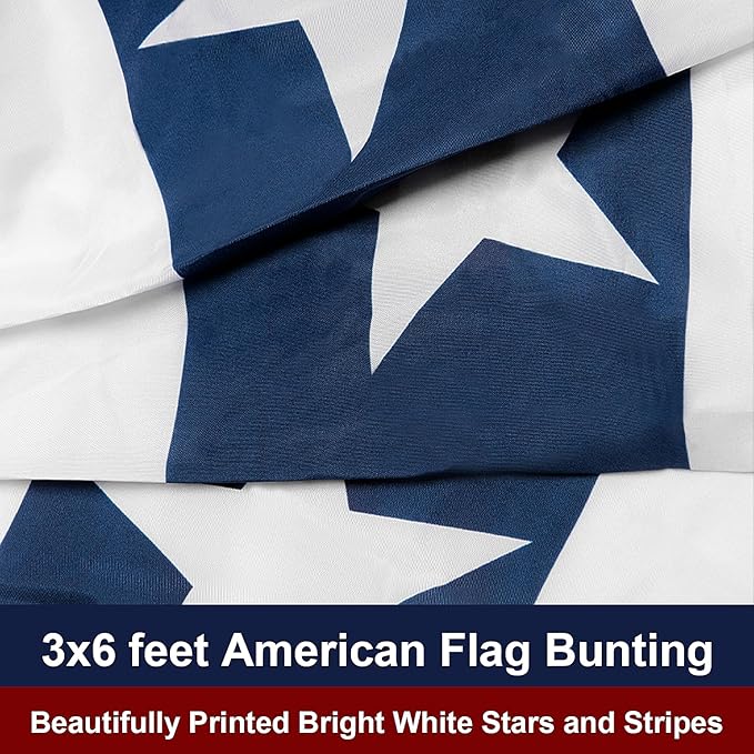 HOOSUN 4th Of July Decorations,American Flag Bunting for Outside,3x6 FT Fourth of July Bunting Patriotic Decorations,Red White and Blue USA Flags Pleated Fan Flag,American Flags Banners for Porch