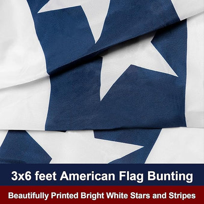 HOOSUN 4th Of July Decorations,American Flag Bunting for Outside,3x6 FT Fourth of July Bunting Patriotic Decorations,Red White and Blue USA Flags Pleated Fan Flag,American Flags Banners for Porch