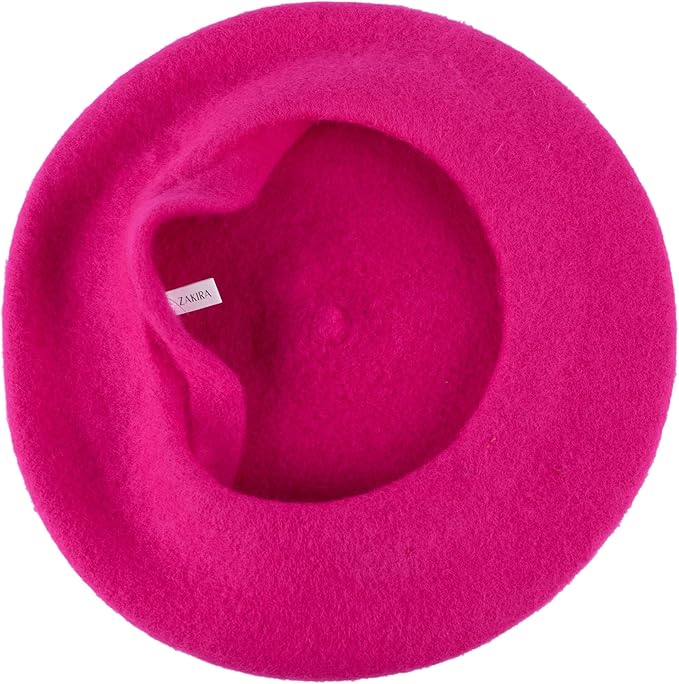 ZAKIRA Wool French Beret for Men and Women in Plain Colours