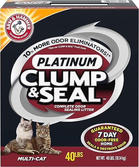 ARM  HAMMER Clump  Seal Platinum Cat Litter, Multi-Cat, 40 lbs (Pack of 1)