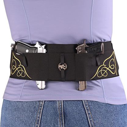 Belly Band Gun Holster for Concealed Carry, Elastic Breathable Waist Holster for Pistols -Fit for Glock 19, PT-22, 22 Caliber, 380 &Similar Guns, Comfortable Women's Edition