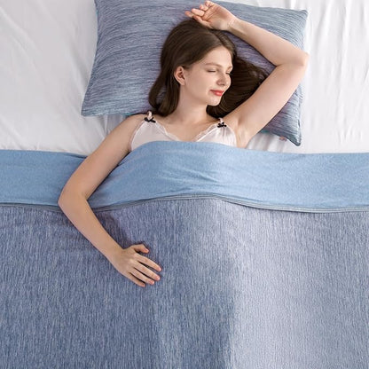 Elegear Revolutionary Cooling Blanket Queen Absorbs Heat to Keep Body Cool for Night Sweats, Arc-Chill Cool 3.0 Fiber Q-Max0.5 for Hot Sleepers, Lightweight Summer Cold Blankets for Sleeping, Blue