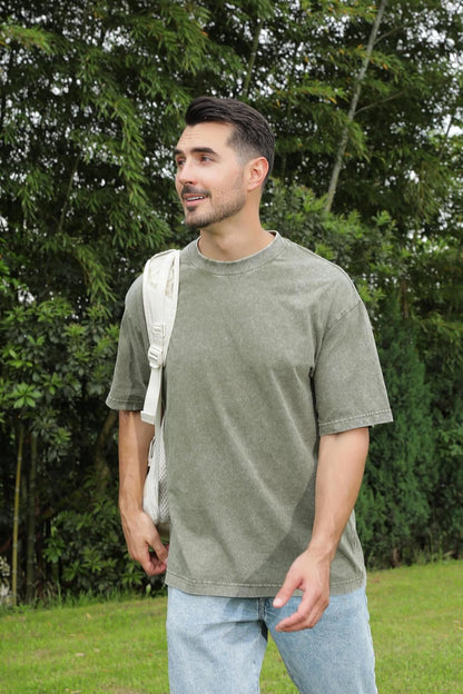 1 Piece Eadali Men’s Oversized T-Shirts – Washed Cotton Loose Fit Tees, Drop Shoulder Crew Neck, Vintage Baggy Style Streetwear Tops.