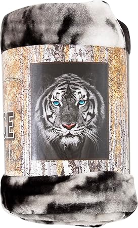 Northwest White Tiger Stare Raschel Throw Blanket, 50" x 60"