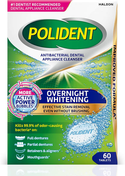 Polident Overnight Whitening Dental Appliance Cleanser Tablets