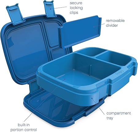 Bentgo Fresh  Leak-Proof, Versatile 4-Compartment Bento-Style Lunch Box with Removable Divider, Portion-Controlled Meals for Teens and Adults On-The-Go  BPA-Free, Food-Safe Materials (Blue)