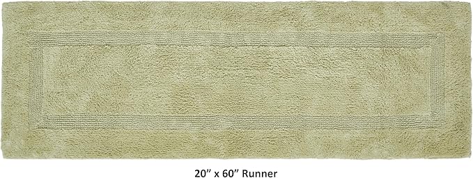 Better Trends 20" x 60" Runner Bath Room Rug 100 Cotton Extra Soft Water Absorbent Reversible, Washable Luxury Long Mat for Bath Room Floor, Tub, Laundry Room Oeko-Tex Certified Sage Lux Collection
