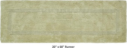 Better Trends 20" x 60" Runner Bath Room Rug 100 Cotton Extra Soft Water Absorbent Reversible, Washable Luxury Long Mat for Bath Room Floor, Tub, Laundry Room Oeko-Tex Certified Sage Lux Collection