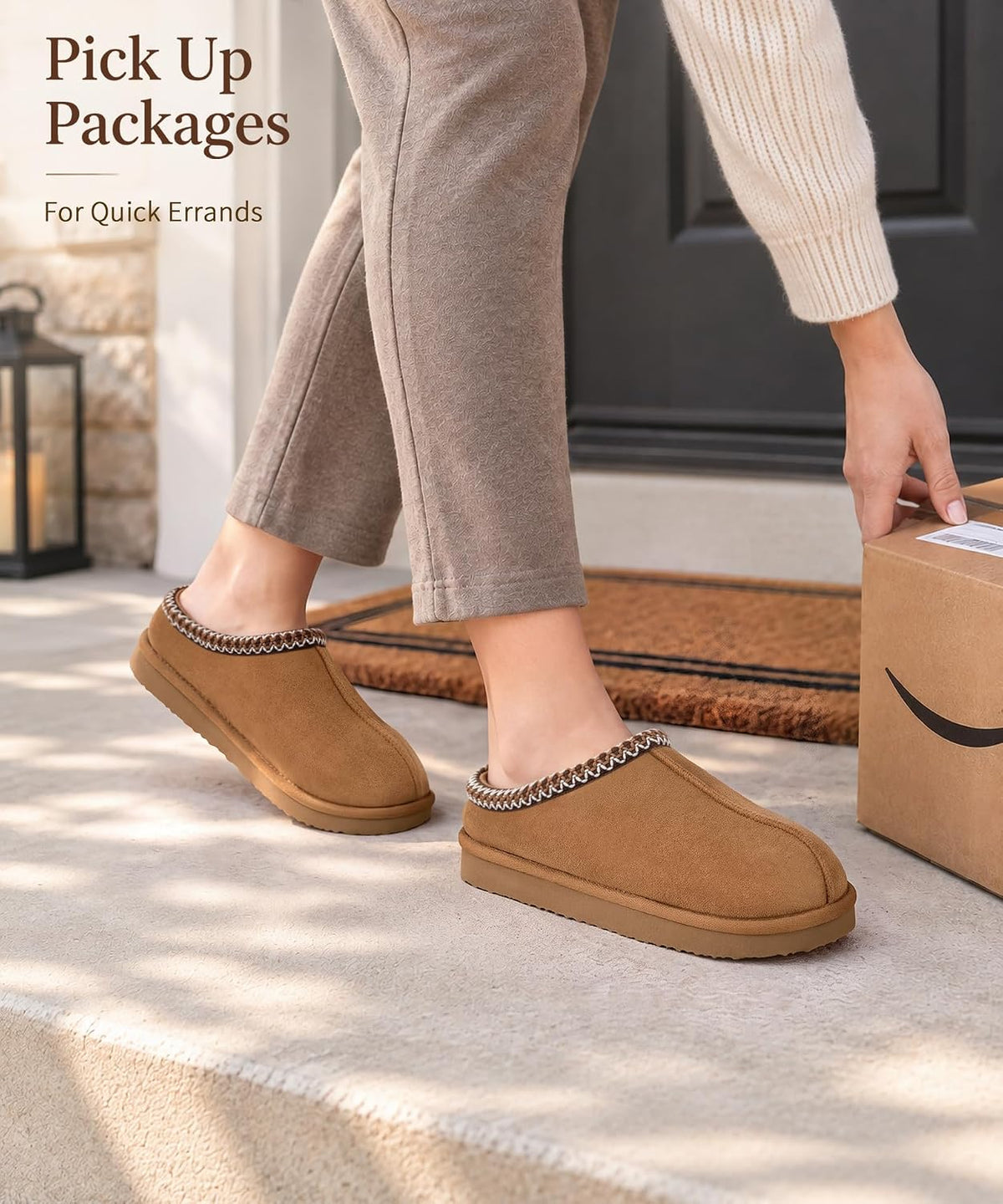 Size 42-43, Litfun Memory Foam Slippers for Women Cozy Warm House Shoes Indoor and Outdoor.