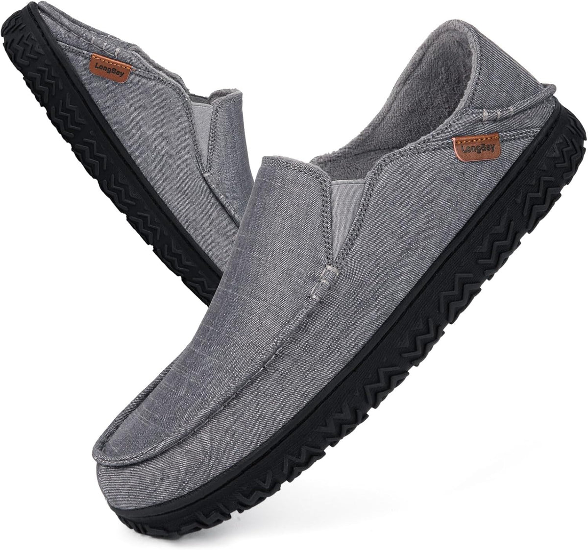 LongBay Men's Moccasin Slippers Comfy Warm Memory Foam House Shoes Winter for Indoor Outdoor