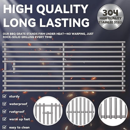 4 Pc 304 Heavy Duty Cast Stainless Steel 516" Rod BBQ Cooking Grill Grates Replacement Parts for Blaze Grill 3, 4, 5 Burner Blaze Grill Models, AOG, RCS, Summerset Sizzler, Stainless Steel 18 x 7-38