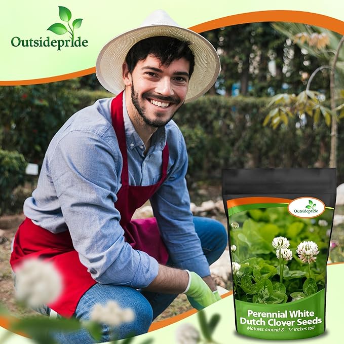 Outsidepride Perennial White Dutch Clover Seed - 5 lbs. Nitrocoated, Inoculated Clover Seeds for Lawn Alternative, Erosion Control, Food Plots, Ground Cover,  Pasture Mixtures in USDA Zones 3-10