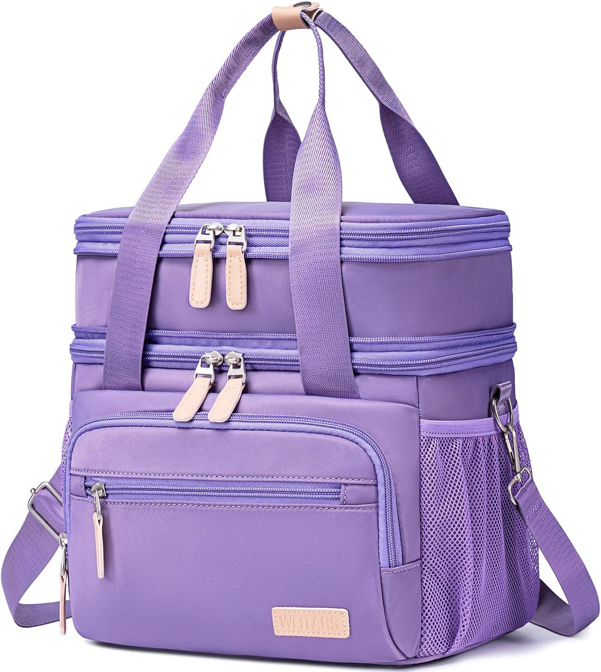 Insulated Lunch Box for Women Men-Dual Compartment Waterproof Reusable Large Lunch Bag Wide-Open Tote Cooler Bag For Working Picnic Hiking (15L) (Purple)