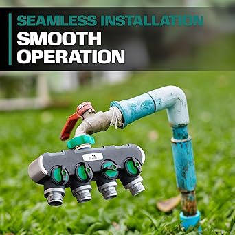 4 Way Garden Hose Splitter, Heavy Duty, Water Hose Manifold, Water Hose Splitter, 4 Way Hose Connector, Spigot Splitter, Faucet Divider Outdoor - Modern
