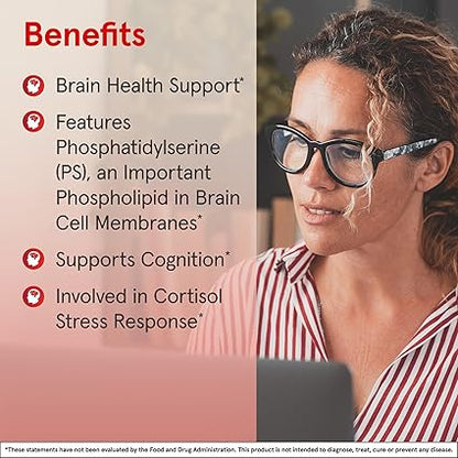 Jarrow Formulas PS100 Phosphatidylserine 100 mg, Dietary Supplement for Brain Health and Cognition Support, 60 Softgels, 20-60 Day Supply