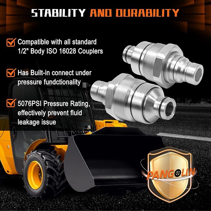 PANGOLIN 7246799 Hydraulic Male Flat Face Quick Connect Coupler 48mm Thread Diameter Hydraulic Coupler for Bobcat T180 T190 T200 T250 T300 T320 Excavator E32 E32i Parts