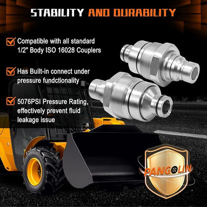PANGOLIN 7246799 Hydraulic Male Flat Face Quick Connect Coupler 48mm Thread Diameter Hydraulic Coupler for Bobcat T180 T190 T200 T250 T300 T320 Excavator E32 E32i Parts