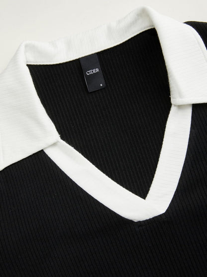 Fitted Long Sleeve Shirts for Women - V Neck Polo Shirts Business Casual Collared Work Tops Fitted Spring Fall Shirt