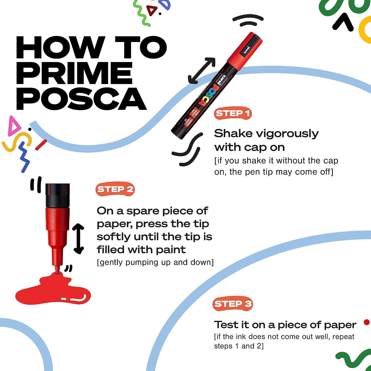 uni POSCA PC-5M Water-Based Paint Markers, Reversible Medium Tip (1.8-2.5mm), Yellow