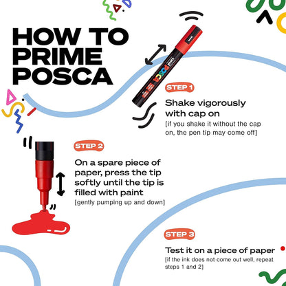 uni POSCA PC-3M Water-Based Paint Markers, Reversible Fine Tip (1.8-2.5mm), Red