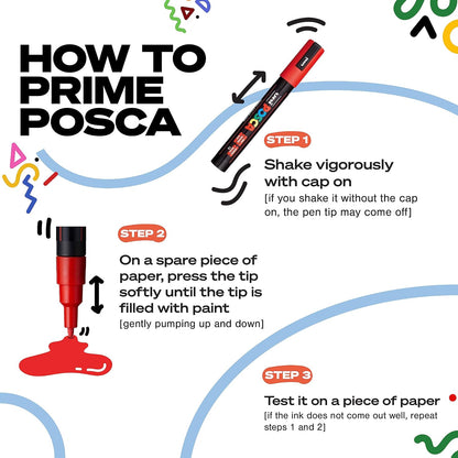 uni POSCA PC-5M Water-Based Paint Markers, Reversible Medium Tip (1.8-2.5mm), Red