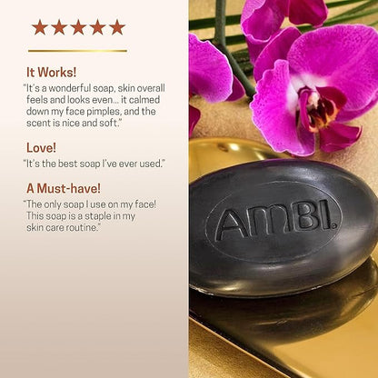 Ambi African Black Soap Face & Body Bar, Cleans and Nourishes Skin, Rinses Clear, 5.3 Ounce