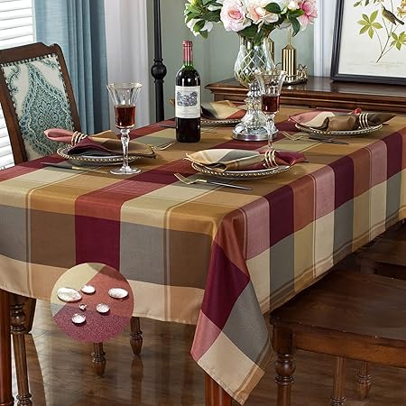 Rectangle Tablecloth 52 x 70 Inch Checkered Table Cloths Spillproof Anti-Shrink Soft and Wrinkle Resistant Decorative Fabric Table Cover for Kitchen Dinning Tabletop Outdoor(RectangleOblong,Red)