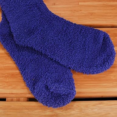 BambooMN Women's Fuzzy Knee High Socks - Polka Dots and Solid Colors - 2 Sizes - 1 Pair Pack