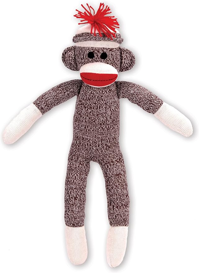 Schylling Brand Classic 20" Retro Sock Monkey Stuffed Animal - Knitted Texture Original Look - Ages 12 Months and Up