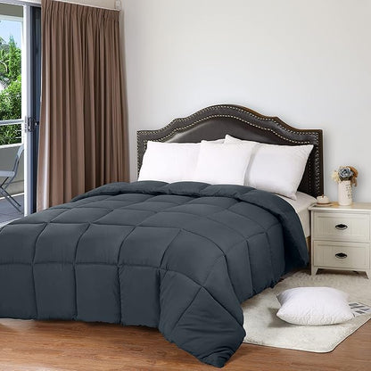 Utopia Bedding Comforters Queen Size, All Season Duvet Insert, Down Alternative Box Stitched Bed Comforter with Corner Tabs, Machine Washable (Grey)