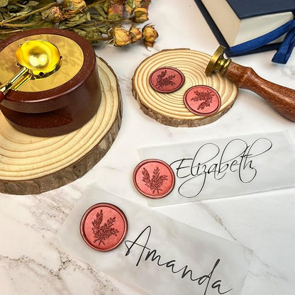 25Pcs Wax Seal Stickers Handmade Envelope Seals Self Adhesive Wax Stickers for Wedding Party Invitations, Envelope, Gift Wrap, Christmas(Rosemary Style, Red Wax)