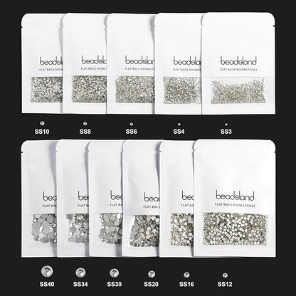 beadsland Flat Back Crystal Rhinestones Round Gems, Light Siam (4.6-4.8mm) SS20/1440pcs