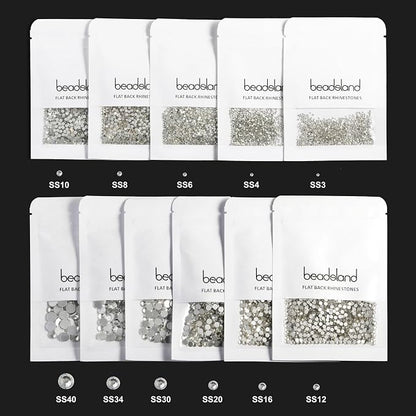 beadsland 1440 Piece Flat Back Crystal Rhinestones Round Gems,1.3mm-6.5mm,Dark Siam (SS20(4.6-4.8mm)( Open Box )