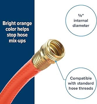 Camco Rhino 25Ft Clean-Out Camper & RV Black Water Hose - Features a Heavy-Duty PVC Design & Bright Orange Color - Clean-Out Camper Black Water, Grey Water or Tote Tanks - 5/8 Inside Diameter (22990)