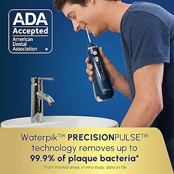 Waterpik Cordless Advanced 2.0 Water Flosser For Teeth, Gums, Braces, Dental Care With Travel Bag and 4 Tips, ADA Accepted, Rechargeable, Portable, and Waterproof, Blue WP-583, Packaging May Vary
