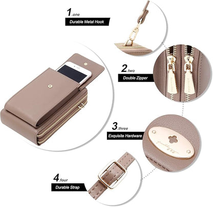 KUKOO Small Crossbody Bag Cell Phone Purse Wallet with Credit Card Slots for Women