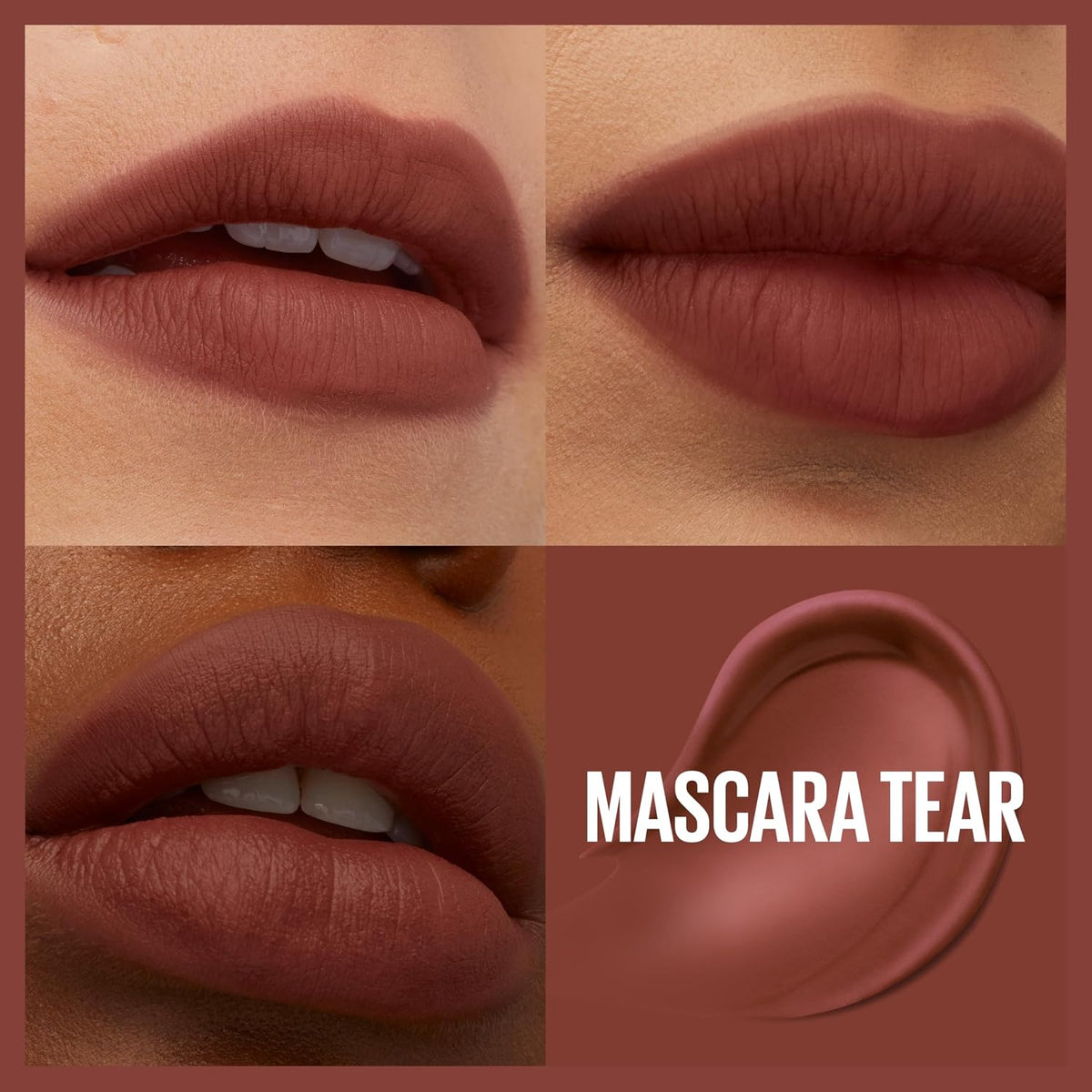 MAYBELLINE Super Stay Teddy Lip Tint, Long Lasting Matte Lipstick For Up To 12HR Wear, Mascara Tear, 1 Count (Open Box)