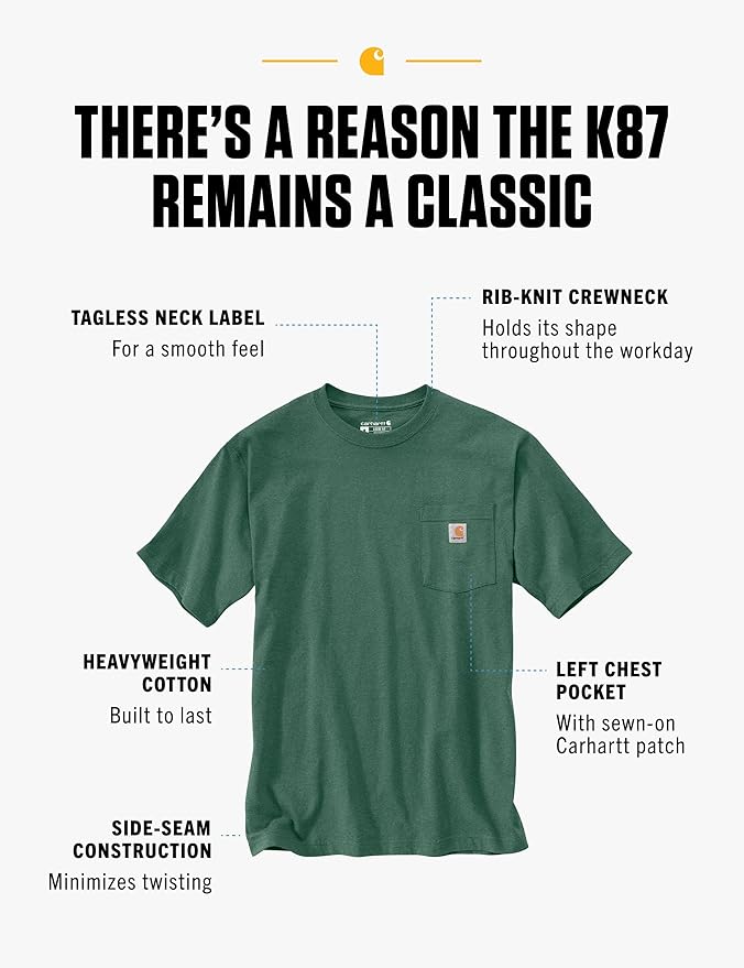 Carhartt Men's Loose Fit Heavyweight Short-Sleeve Pocket T-Shirt (Also Available in Big  Tall)