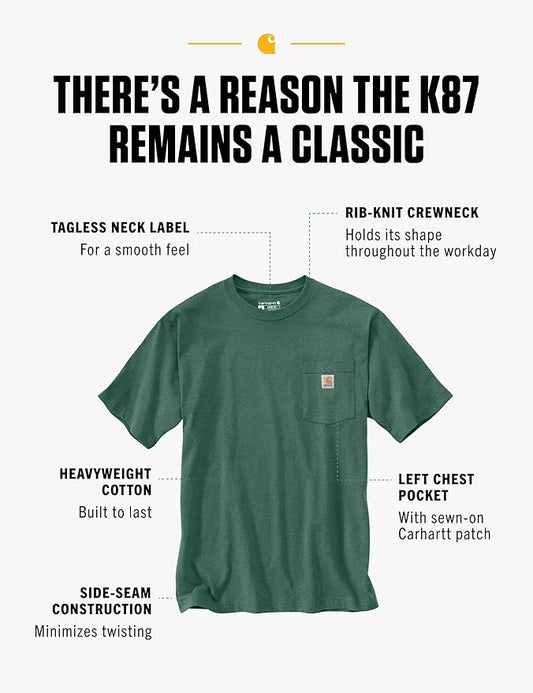 Carhartt Men's Loose Fit Heavyweight Short-Sleeve Pocket T-Shirt (Also Available in Big  Tall)