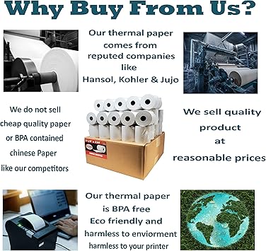 (50 Rolls) 3 18 x 230 Thermal Paper Receipt Rolls (55 GSM Premium Quality German Paper) Fits All POS Cash Registers BPA Free - BuyRegisterRolls
