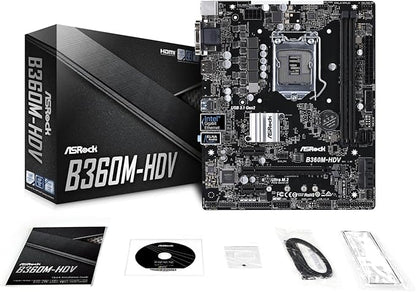 ASRock B360M-HDV LGA1151/Intel B360/DDR4/Quad CrossFireX/SATA3&USB3.1/M.2/A&GbE/MicroATX Motherboards