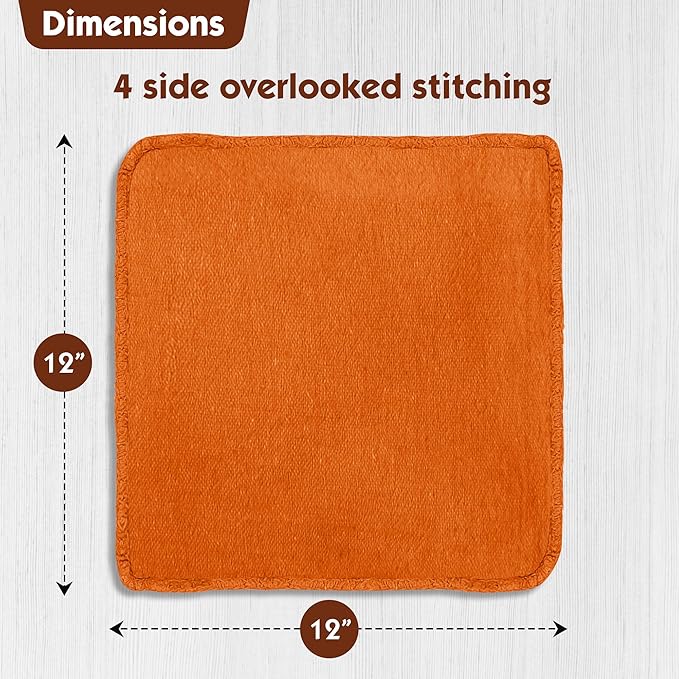 Nabob Wipers Auto Mechanic Shop Towels 100 Pack Bulk Rags 100 Cotton Commercial Grade Shop Rags Size 14"x14" (100 Pack, Orange)