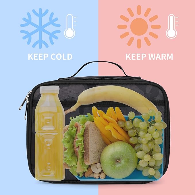 rickyh style Lunch Box with Padded Liner, Spacious Insulated Lunch Bag Durable Thermal Lunch Cooler Pack with Strap for Men Women Boys Girls Adults School Sports Beach Picnic Work Camp,2 Pocket