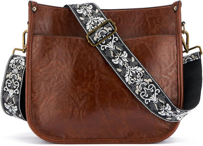 ZOOEASS Bronze Buckles Purse Strap, 2" Wide Crossbody Handbag Strap Adjustable Replacement Shoulder Strap Vintage Embroidery