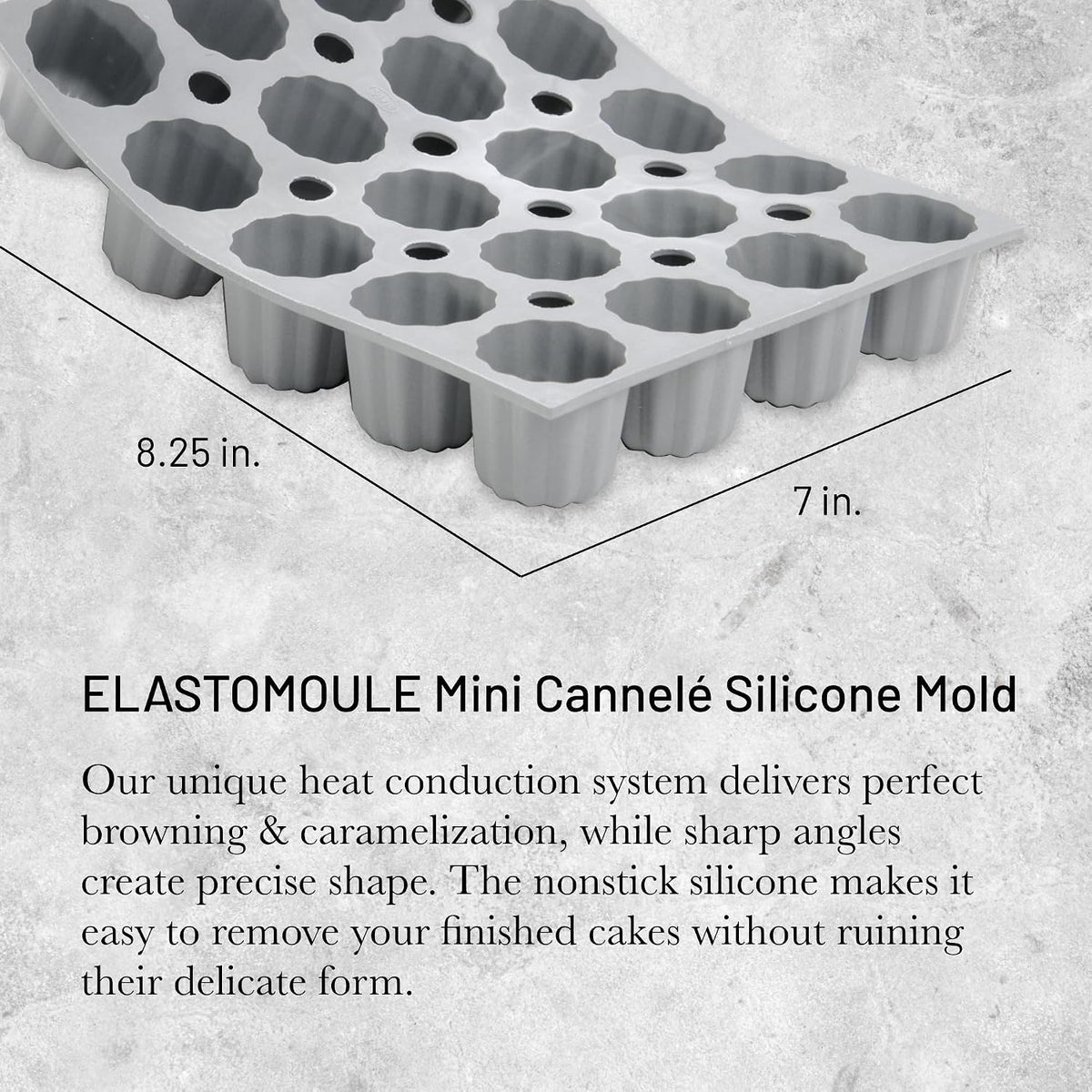 Mini-Cannele Silicone Mold - Creates 20 French Pastries - Easy to Use & Clean - Dishwasher Safe