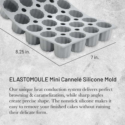 Mini-Cannele Silicone Mold - Creates 20 French Pastries - Easy to Use & Clean - Dishwasher Safe